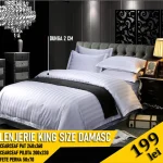 Lenjerie hoteliera king size Damasc Satinat Bumbac dunga 2 cm (Pat matrimonial)