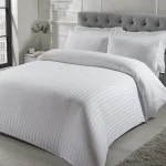 Lenjerie hoteliera single Damasc Bumbac Premium dunga 1 cm (Pat o persoana)