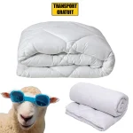 Pilota lână de oaie matlasata 140x200 cm 350 gr/mp Alb