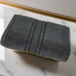 Prosop Pufos de Lux 50×90cm, 100% Bumbac Pieptanat, Zero Twist, 650 g/mp-Gri