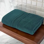 Prosop Pufos de Lux 70×130cm, 100% Bumbac Pieptanat, Zero Twist, 650 g/mp-Verde Petrol