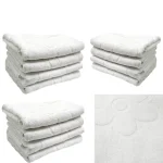 Set 12 Prosoape model floral 70x130cm bumbac pakistanez 400 g/mp Alb Optic