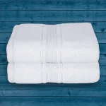 Set 2 Prosoape Pufoase de Lux 70×130cm, 100% Bumbac Pieptanat, Zero Twist, 600 g/mp-Alb