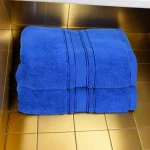 Set 2 Prosoape Pufoase de Lux 70×130cm, 100% Bumbac Pieptanat, Zero Twist, 650 g/mp-Albastru