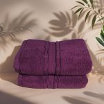 Set 2 Prosoape Pufoase de Lux 70×130cm, 100% Bumbac Pieptanat, Zero Twist, 650 g/mp-Burgundy