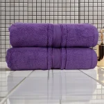 Set 2 Prosoape Pufoase de Lux 70×130cm, 100% Bumbac Pieptanat, Zero Twist, 650 g/mp-Mov