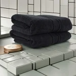 Set 2 Prosoape Pufoase de Lux 70×130cm, 100% Bumbac Pieptanat, Zero Twist, 650 g/mp-Negru