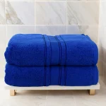 Set 2 Prosoape Pufoase de Lux 70×130cm, 100% Bumbac Pieptanat, Zero Twist, 650 g/mp-Royal Blue