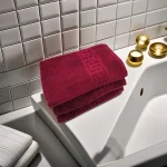 Set 3 Prosoape de Lux 70×130cm 100% Bumbac Pieptanat 650 g/mp-Burgundy