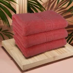 Set 3 Prosoape de Lux 70×130cm 100% Bumbac Pieptanat 650 g/mp-Coral