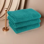 Set 3 Prosoape de Lux 70×130cm 100% Bumbac Pieptanat 650 g/mp-Green Dark