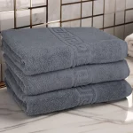 Set 3 Prosoape de Lux 70×130cm 100% Bumbac Pieptanat 650 g/mp-Gri