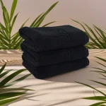 Set 3 Prosoape de Lux 70×130cm 100% Bumbac Pieptanat 650 g/mp-Negru