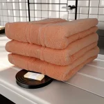 Set 3 Prosoape Pufoase de Lux 50×90cm, 100% Bumbac Pieptanat, Zero Twist, 600 g/mp-Peach