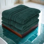 Set 3 Prosoape Pufoase de Lux 50×90cm, 100% Bumbac Pieptanat, Zero Twist, 600 g/mp-Verde Petrol