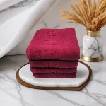Set 4 Prosoape de Lux 50×90cm 100% Bumbac Pieptanat 650 g/mp-Burgundy