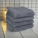 Set 4 Prosoape de Lux 50×90cm 100% Bumbac Pieptanat 650 g/mp-Gri