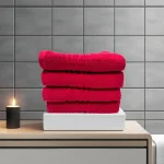 Set 4 Prosoape de Lux 50×90cm 100% Bumbac Pieptanat 650 g/mp-Rosu