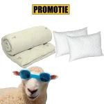 Set Pilota lână 200x220 cm + 2 Perne Puf Siliconizat 50x70 cm