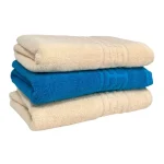 Set 3 Prosoape 70x130 cm Bumbac 500 gr/mp Greek Border Ivoire/Turcoaz