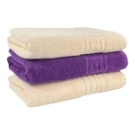 Set 3 Prosoape 70x130 cm Bumbac 500 gr/mp Greek Border Ivoire/Mov