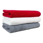 Set 3 Prosoape 70x130 cm Bumbac 500 gr/mp Greek Border Rosu/Alb/Gri