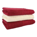 Set 3 Prosoape 70x130 cm Bumbac 500 gr/mp Greek Border Rosu/Ivoire