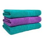 Set 3 Prosoape 70x130 cm Bumbac 500 gr/mp Greek Border Verde/Mov