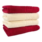 Set 4 Prosoape 50x90 cm Bumbac 500 gr/mp Greek Border Rosu, Ivoire