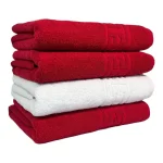 Set 4 Prosoape 50x90 cm Bumbac 500 gr/mp Greek Border Rosu, Alb